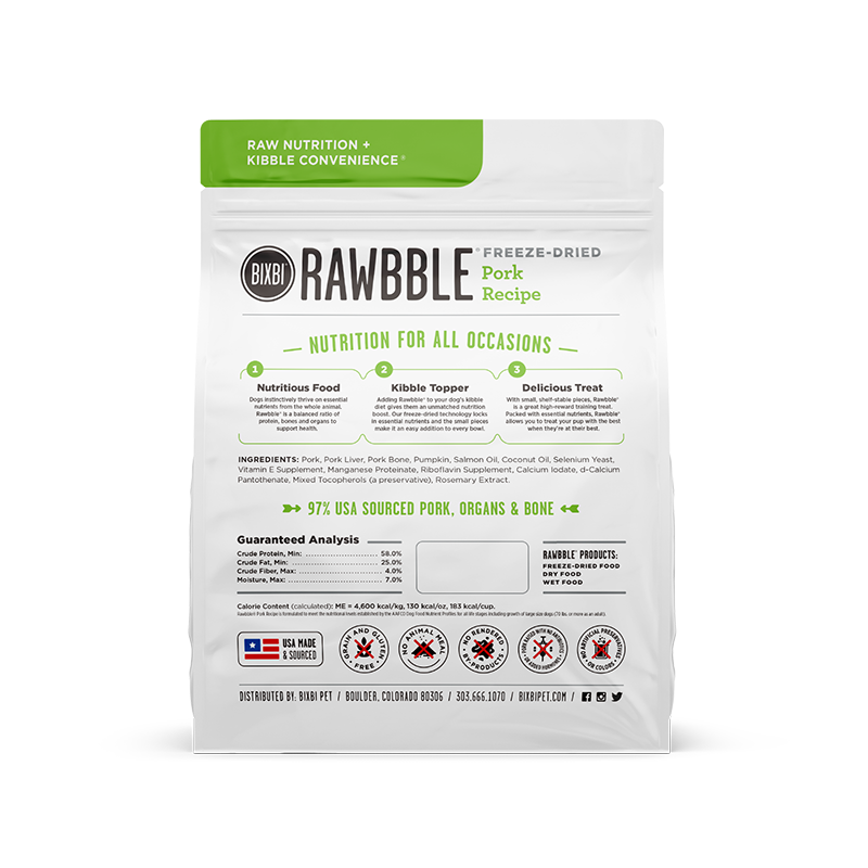 BIXBI - Freeze Dried Rawbble - Freeze Dried Pork-12oz