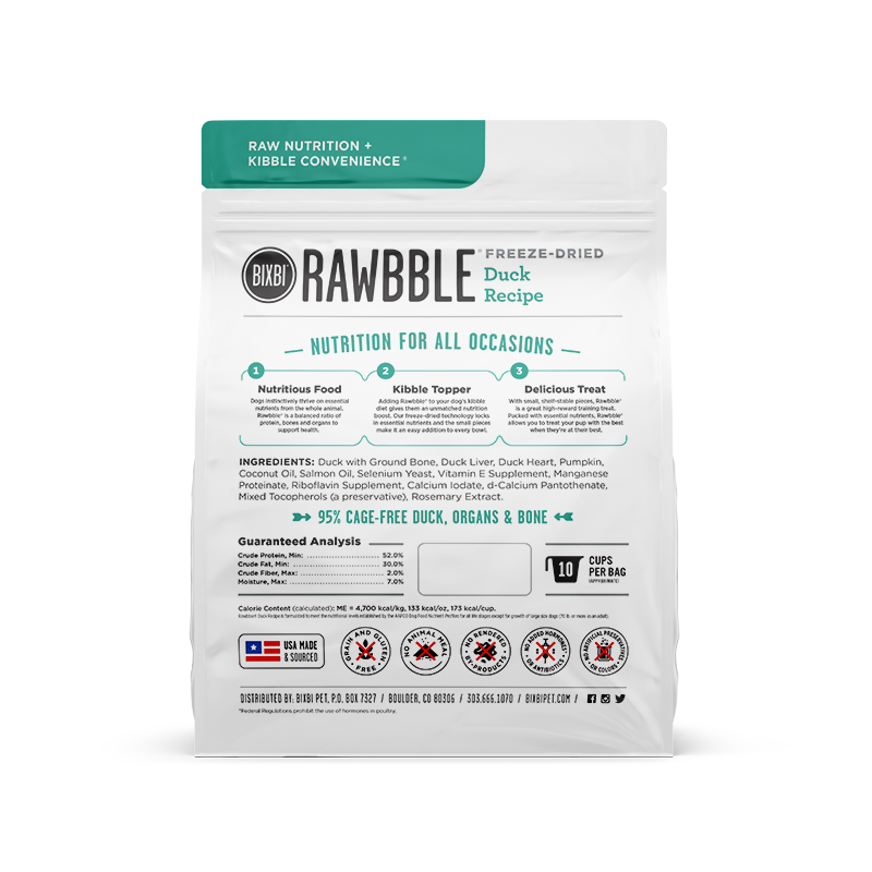 BIXBI - Freeze Dried - Rawbble - Duck-12 oz