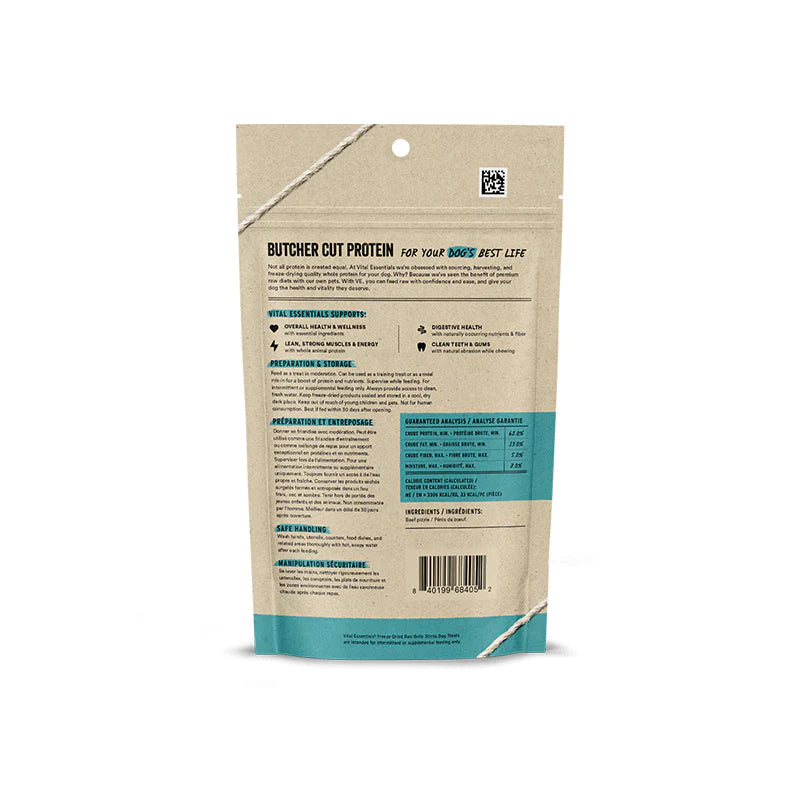 Vital Essentials - Dog GF Freeze-Dried Bully Sticks treats 5 Count