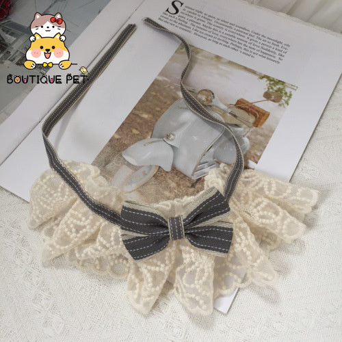 Cat&Dog Cute Lace Peal Bib-Grey Lace