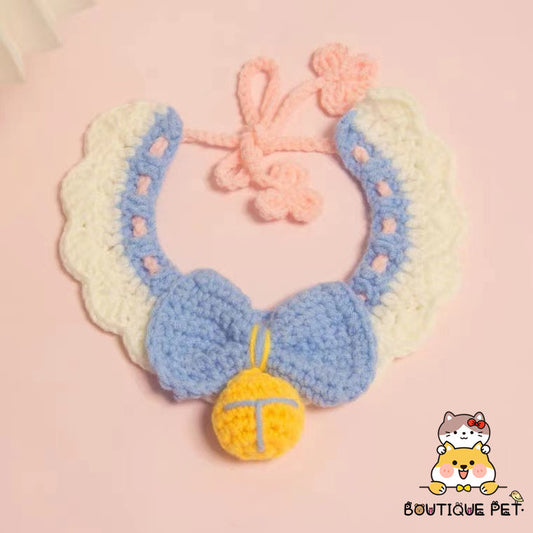 Dog&Cat Handmade Wool Bib-Blue