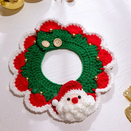 Dog&Cat Handmade Wool Christmas Bib-Santa