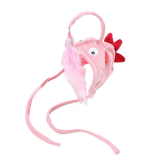 Cat-Mounted Headgear With Feathers-Pink