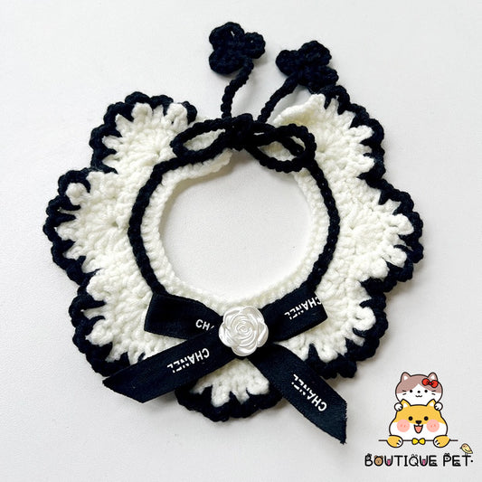 Dog&Cat Handmade Wool Bib-Black